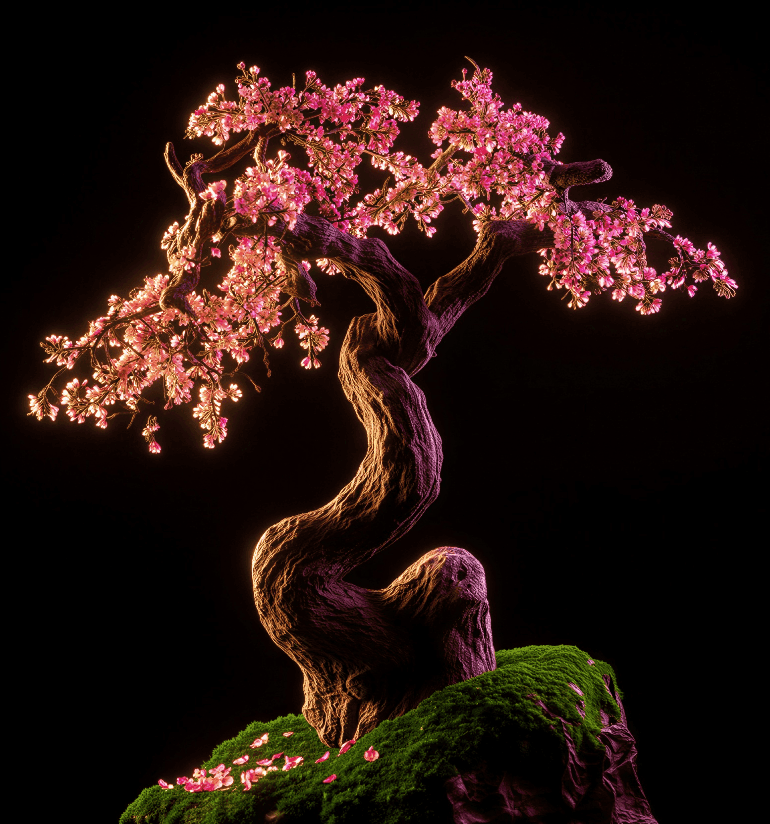 Two trees connected by glowing arcs